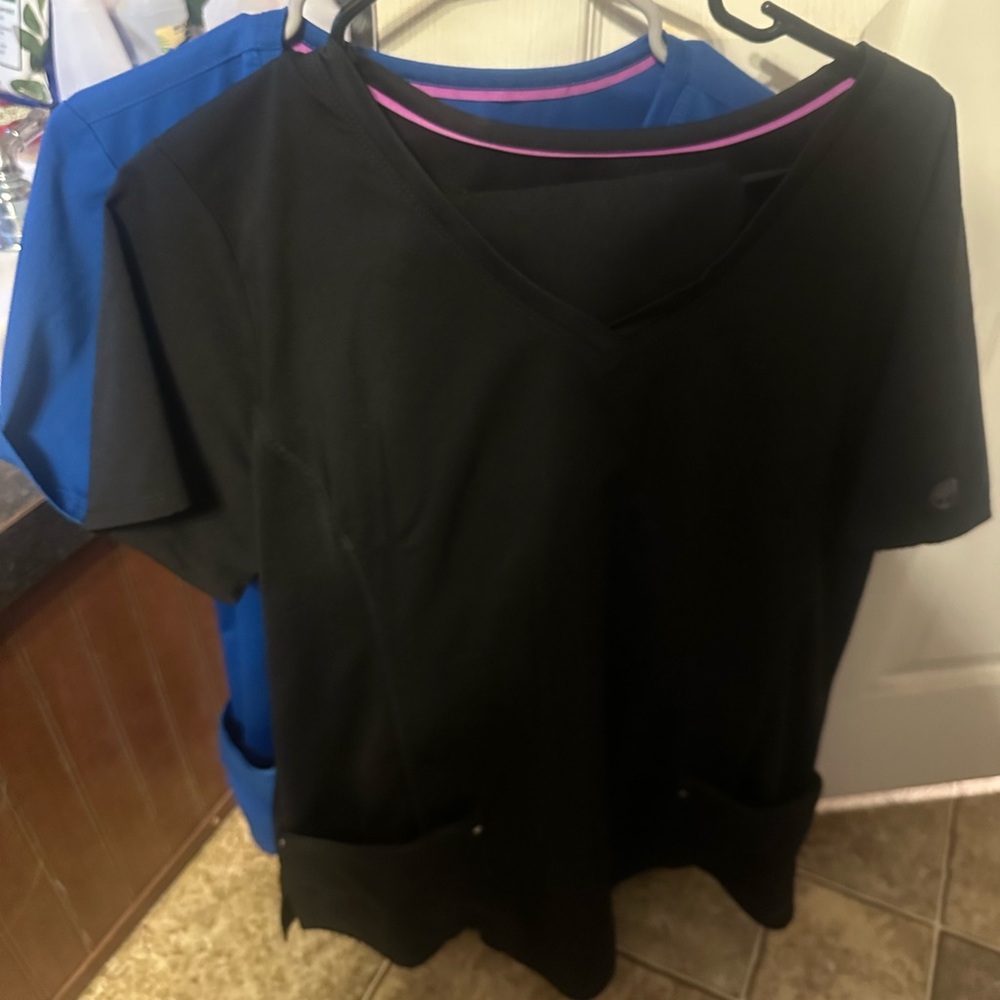 Healing Hands Black and Blue Scrub Tops
